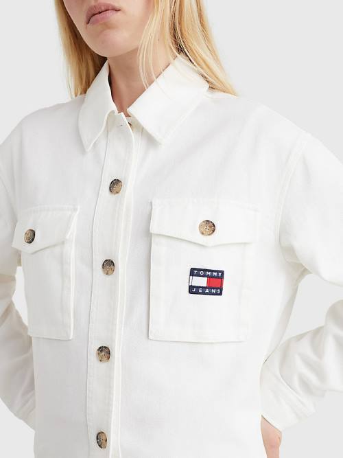 Tommy Hilfiger Badge Surplus Overshirt Overhemd Dames Wit | TH823PDH