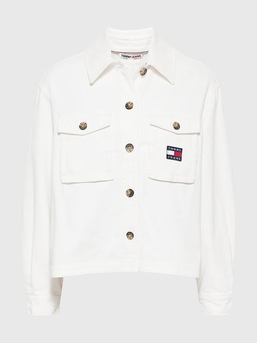 Tommy Hilfiger Badge Surplus Overshirt Overhemd Dames Wit | TH823PDH