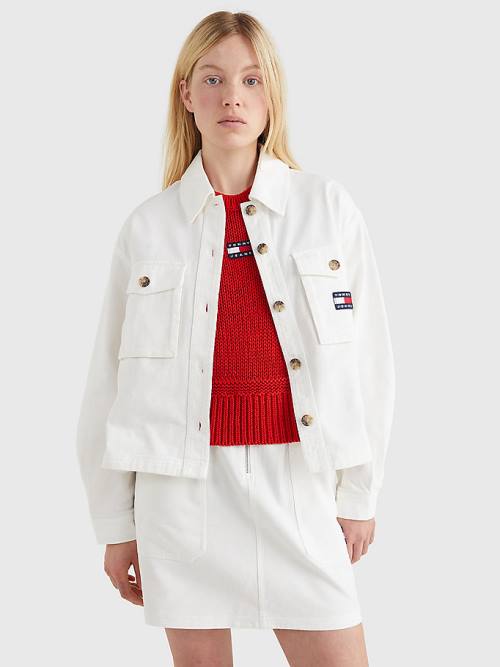 Tommy Hilfiger Badge Surplus Overshirt Overhemd Dames Wit | TH823PDH