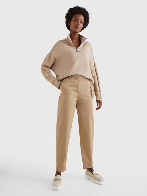 Tommy Hilfiger Belted Taille Tapered Leg Chinos Broek Dames Beige | TH160ITX