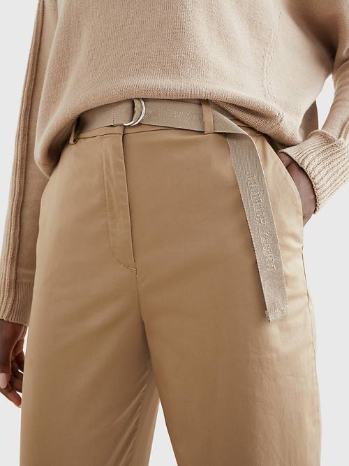 Tommy Hilfiger Belted Taille Tapered Leg Chinos Broek Dames Beige | TH160ITX