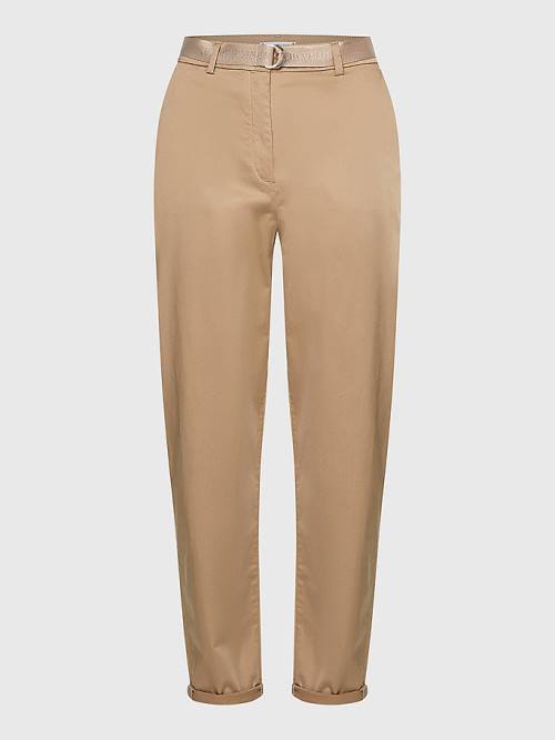 Tommy Hilfiger Belted Taille Tapered Leg Chinos Broek Dames Beige | TH160ITX