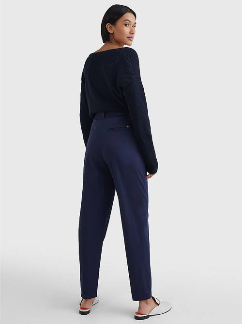 Tommy Hilfiger Belted Taille Tapered Leg Chinos Broek Dames Blauw | TH490LHE