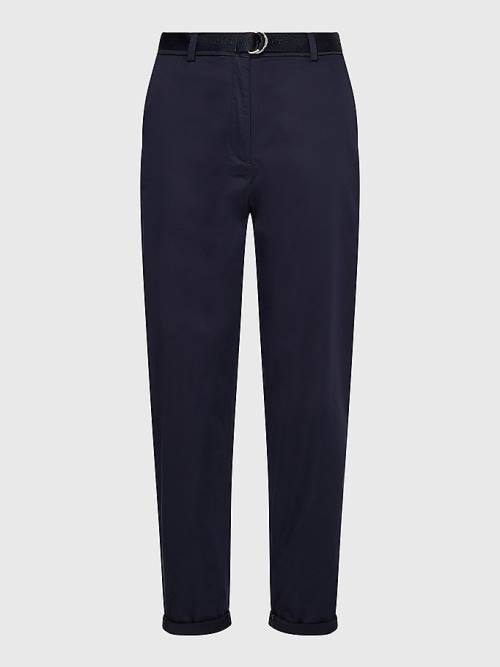 Tommy Hilfiger Belted Taille Tapered Leg Chinos Broek Dames Blauw | TH490LHE