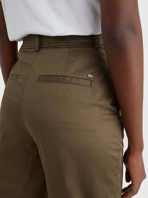 Tommy Hilfiger Belted Taille Tapered Leg Chinos Broek Dames Khaki | TH912NGA