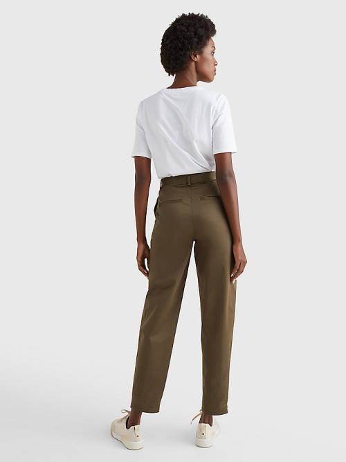 Tommy Hilfiger Belted Taille Tapered Leg Chinos Broek Dames Khaki | TH912NGA