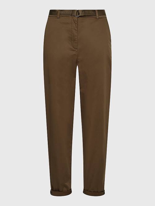 Tommy Hilfiger Belted Taille Tapered Leg Chinos Broek Dames Khaki | TH912NGA