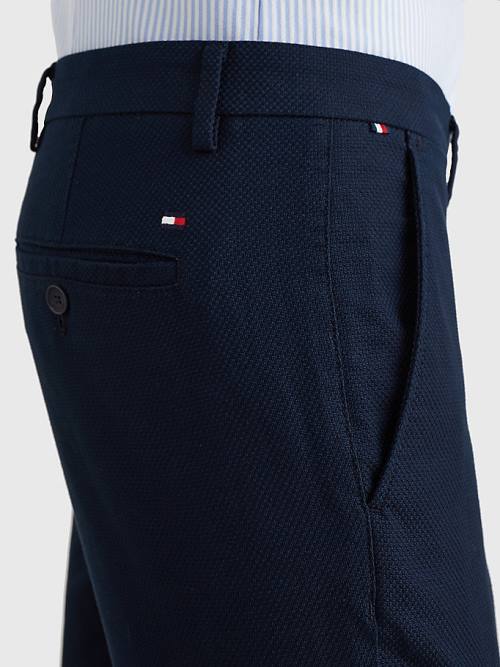 Tommy Hilfiger Bleecker Basket Weave Slim Fit Chinos Broek Heren Blauw | TH794CGN