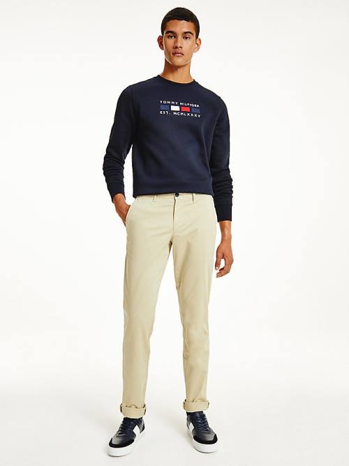 Tommy Hilfiger Bleecker Satin Slim Fit Chinos Broek Heren Khaki | TH302GPA