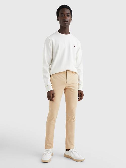 Tommy Hilfiger Bleecker Satin Slim Fit Chinos Broek Heren Beige | TH341WZX