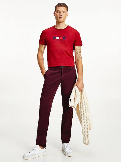 Tommy Hilfiger Bleecker Satin Slim Fit Chinos Broek Heren Rood | TH732CAU