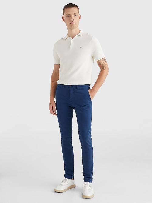 Tommy Hilfiger Bleecker Satin Slim Fit Chinos Broek Heren Blauw | TH912RZC