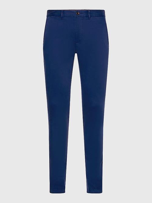 Tommy Hilfiger Bleecker Satin Slim Fit Chinos Broek Heren Blauw | TH912RZC