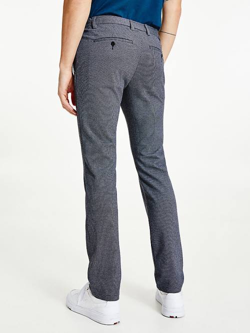 Tommy Hilfiger Bleecker Slim Puppytooth Check Broek Heren Blauw | TH459OTA