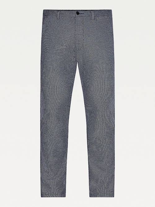 Tommy Hilfiger Bleecker Slim Puppytooth Check Broek Heren Blauw | TH459OTA