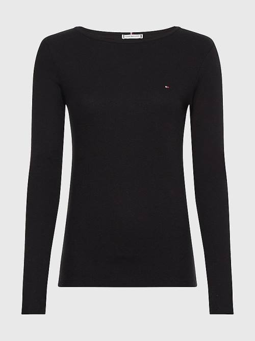 Tommy Hilfiger Boot Neck Long Sleeve Skinny T-shirts Dames Zwart | TH704XEL