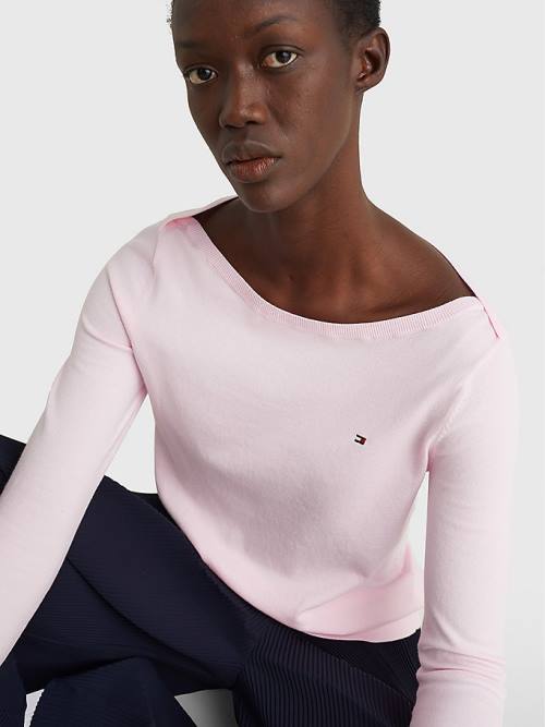 Tommy Hilfiger Boot Neck Organic Katoenen Jumper Truien Dames Roze | TH026BTE