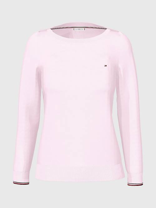 Tommy Hilfiger Boot Neck Organic Katoenen Jumper Truien Dames Roze | TH026BTE