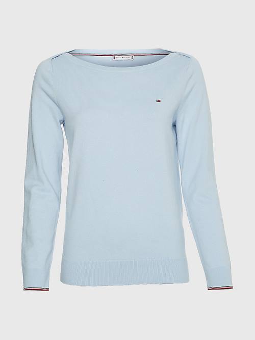 Tommy Hilfiger Boot Neck Organic Katoenen Jumper Truien Dames Blauw | TH710GJH