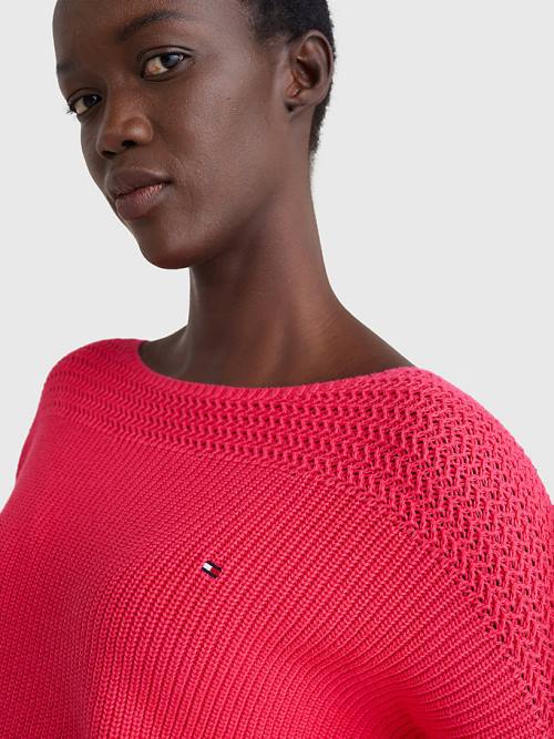 Tommy Hilfiger Boot Neck Relaxed Fit Jumper Truien Dames Roze | TH059ZLB