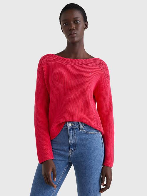 Tommy Hilfiger Boot Neck Relaxed Fit Jumper Truien Dames Roze | TH059ZLB