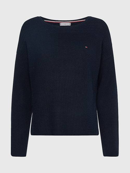 Tommy Hilfiger Boot Neck Relaxed Fit Jumper Truien Dames Blauw | TH106FHB