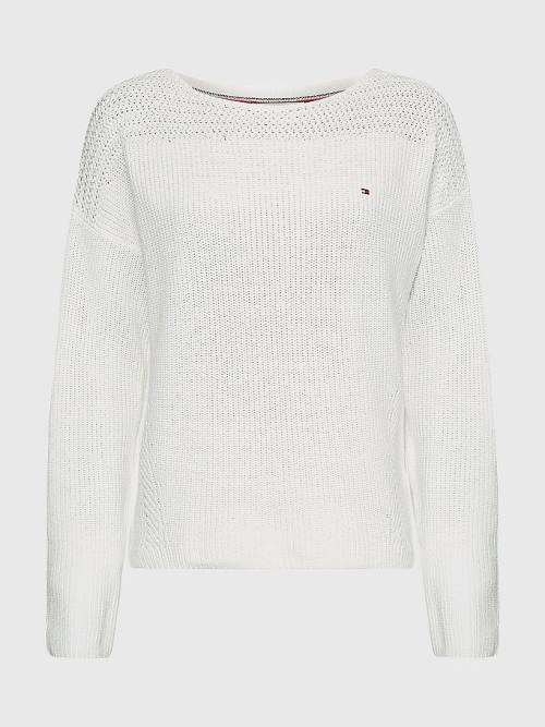 Tommy Hilfiger Boot Neck Relaxed Fit Jumper Truien Dames Wit | TH578SOQ