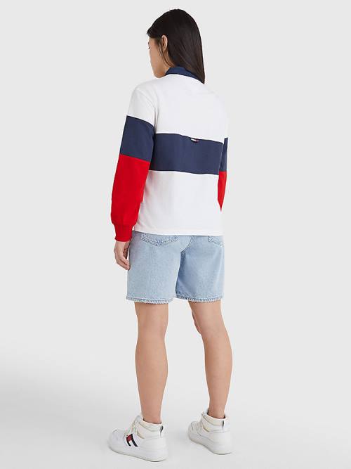 Tommy Hilfiger Boxy Cropped Long Sleeve Poloshirt Dames Blauw | TH924ZEK