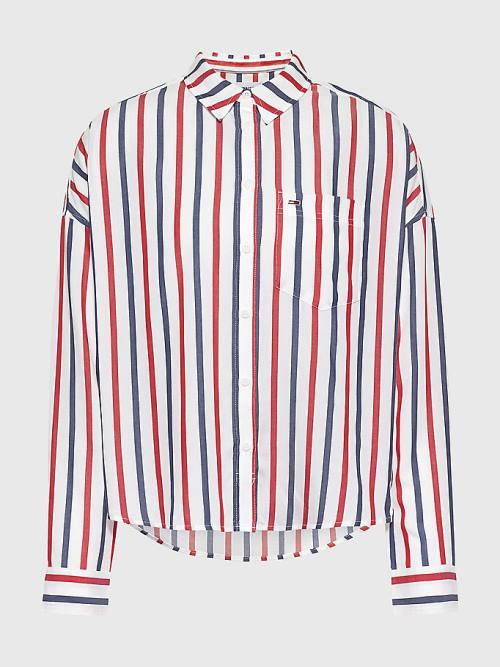 Tommy Hilfiger Boxy Stripe Overhemd Dames Wit | TH746PKR