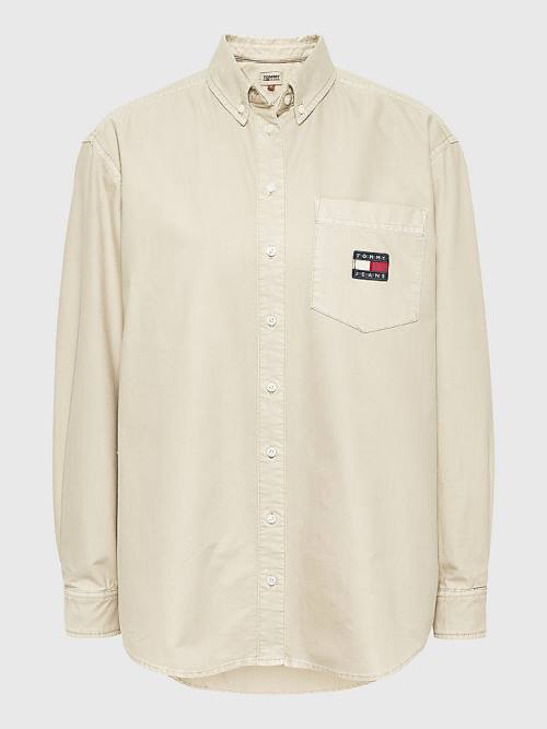 Tommy Hilfiger Boyfriend Fit Overhemd Dames Beige | TH781UCS