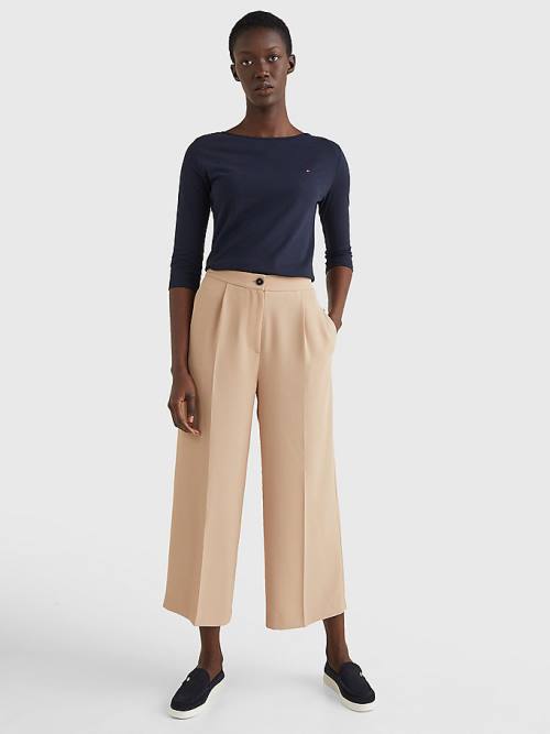 Tommy Hilfiger Brede Leg Cropped Broek Dames Beige | TH192EUX