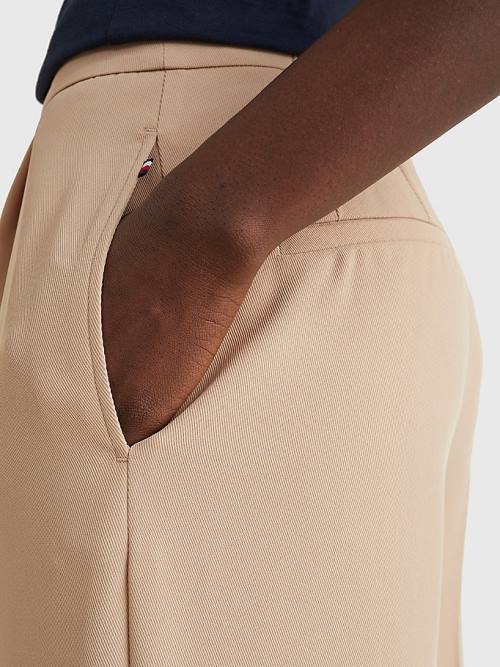 Tommy Hilfiger Brede Leg Cropped Broek Dames Beige | TH192EUX