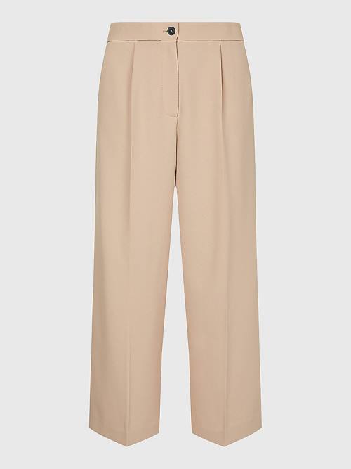 Tommy Hilfiger Brede Leg Cropped Broek Dames Beige | TH192EUX