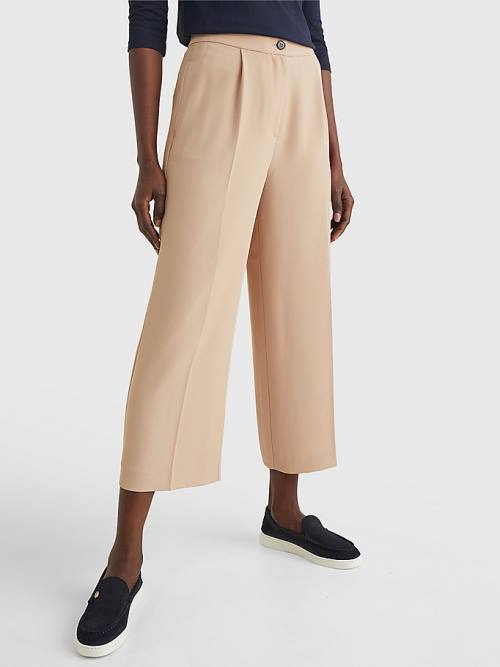 Tommy Hilfiger Brede Leg Cropped Broek Dames Beige | TH192EUX