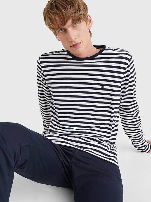 Tommy Hilfiger Breton Stripe Long Sleeve T-shirts Heren Blauw | TH258UEC