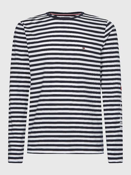 Tommy Hilfiger Breton Stripe Long Sleeve T-shirts Heren Blauw | TH258UEC