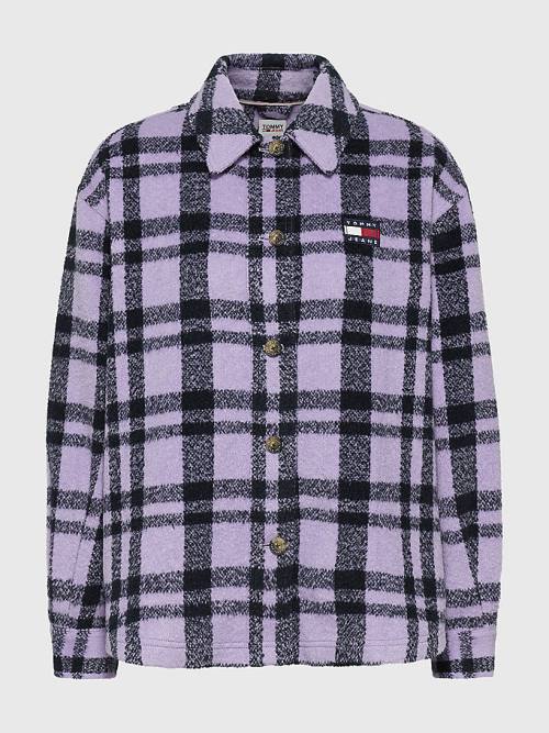 Tommy Hilfiger Bright Check Wool Blend Overshirt Overhemd Dames Paars | TH439AQO