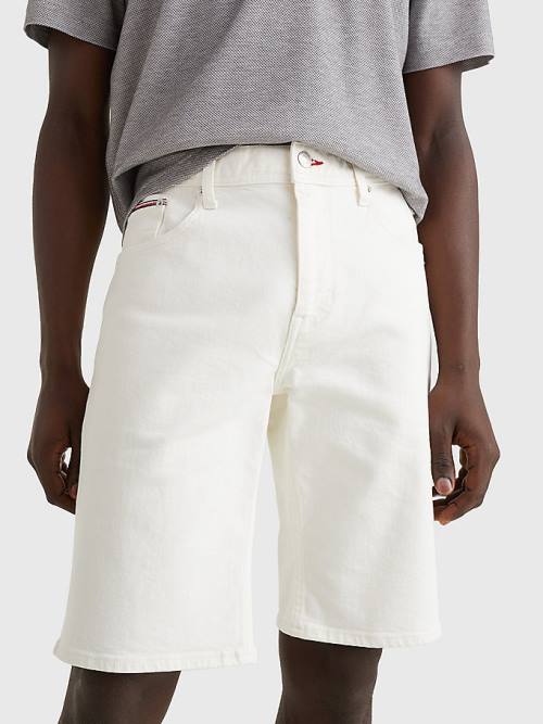 Tommy Hilfiger Brooklyn White Denim Shorts Jeans Heren Denim | TH873XLB