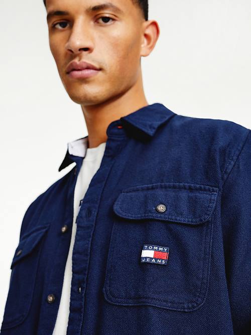 Tommy Hilfiger Brushed Organic Katoenen Overshirt Overhemd Heren Blauw | TH378KCS