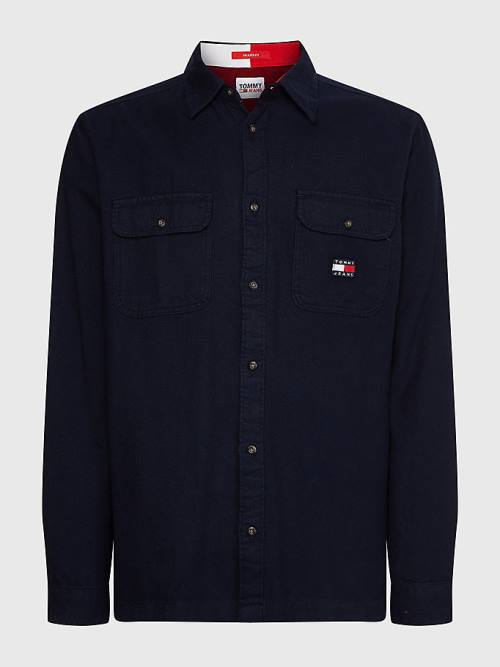 Tommy Hilfiger Brushed Organic Katoenen Overshirt Overhemd Heren Blauw | TH378KCS