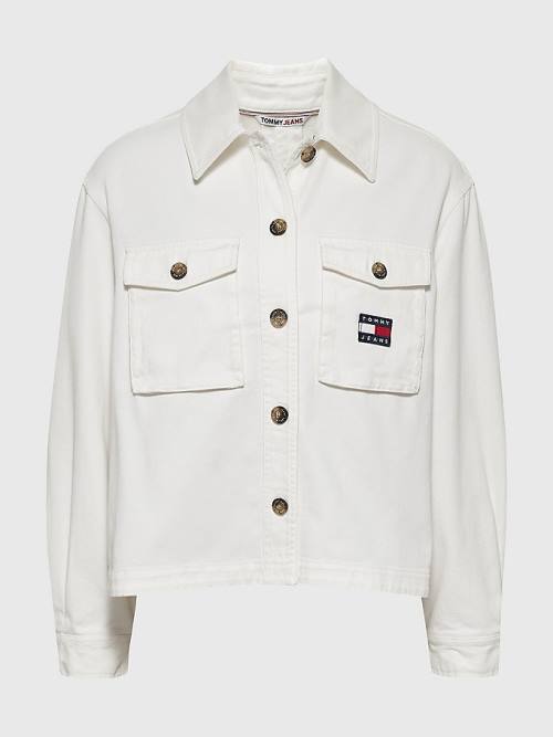 Tommy Hilfiger Button Pocket Utility Overshirt T-shirts Meisjes Wit | TH127TYP