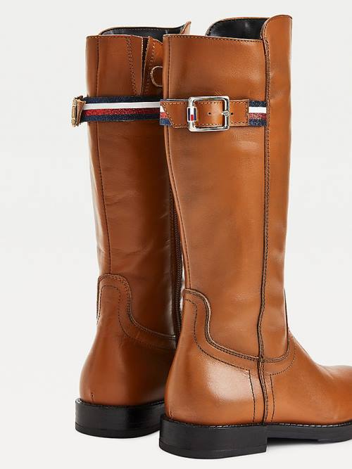 Tommy Hilfiger Calf Leren Laarzen Meisjes Bruin | TH574OVD