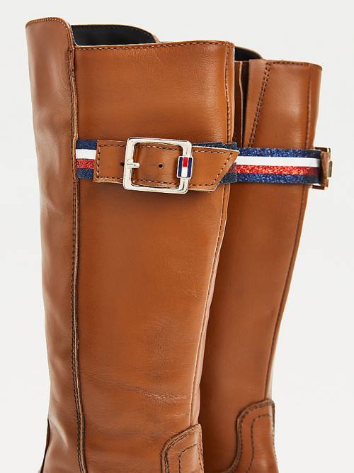 Tommy Hilfiger Calf Leren Laarzen Meisjes Bruin | TH574OVD