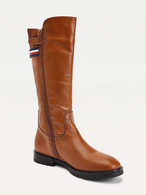 Tommy Hilfiger Calf Leren Laarzen Meisjes Bruin | TH574OVD