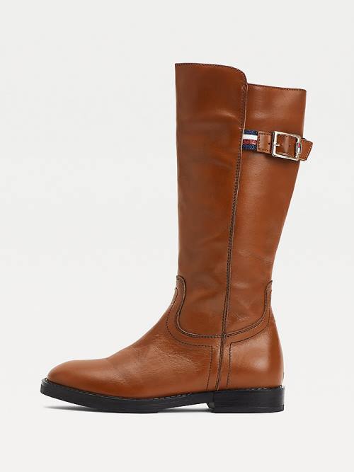 Tommy Hilfiger Calf Leren Laarzen Meisjes Bruin | TH574OVD