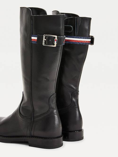 Tommy Hilfiger Calf Leren Laarzen Meisjes Zwart | TH953WSF