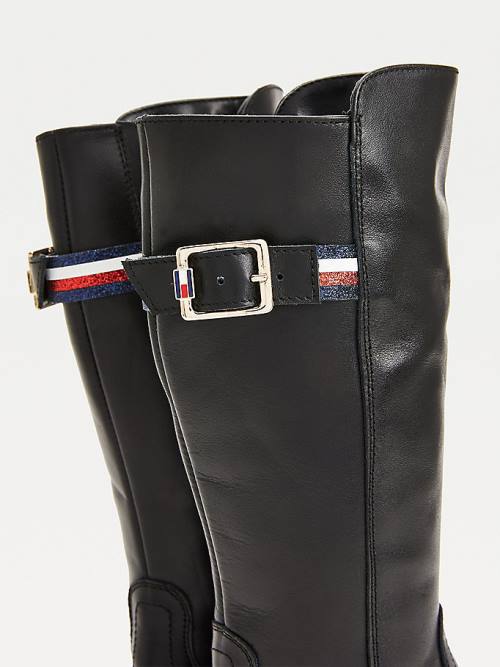 Tommy Hilfiger Calf Leren Laarzen Meisjes Zwart | TH953WSF