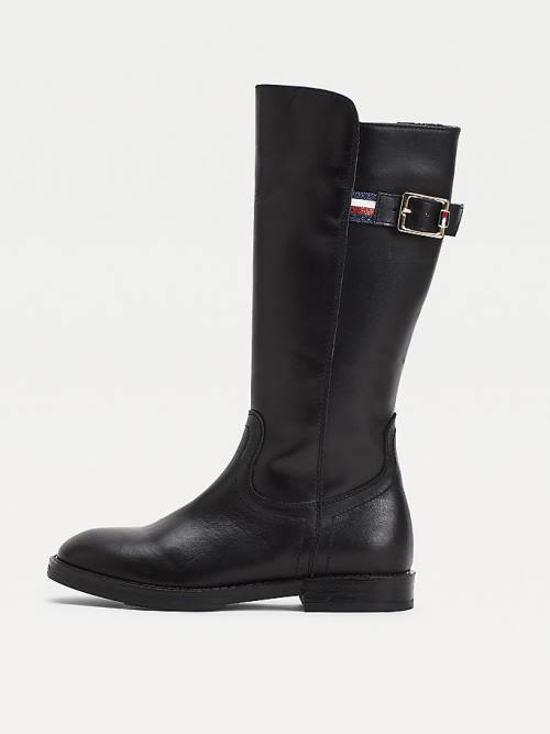 Tommy Hilfiger Calf Leren Laarzen Meisjes Zwart | TH953WSF