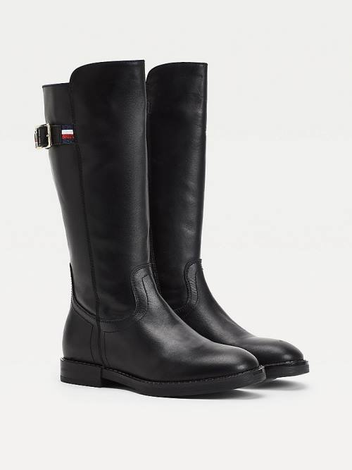 Tommy Hilfiger Calf Leren Laarzen Meisjes Zwart | TH953WSF