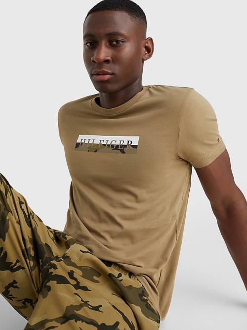 Tommy Hilfiger Camo Graphic Logo T-shirts Heren Bruin | TH401NUC